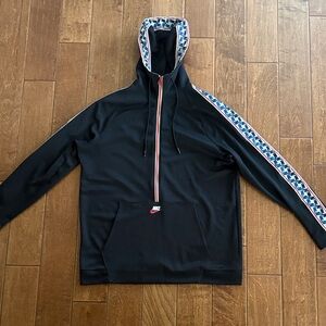 Nike Black Half-Zip Hoodie with Blue & White Trim